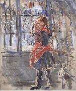Berthe Morisot L Enfant au Tablier Rouge, a sketch oil painting artist